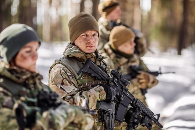 A photo of NATO troops participating in a joint military exercise in Eastern Europe. The image shows soldiers from different countries working together, highlighting NATO's collective defense capabilities.