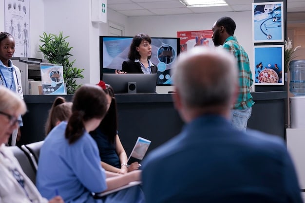 A photo showcasing a virtual meeting between US health officials and WHO representatives. The scene is a screen displaying multiple participants engaged in a discussion about global health initiatives.