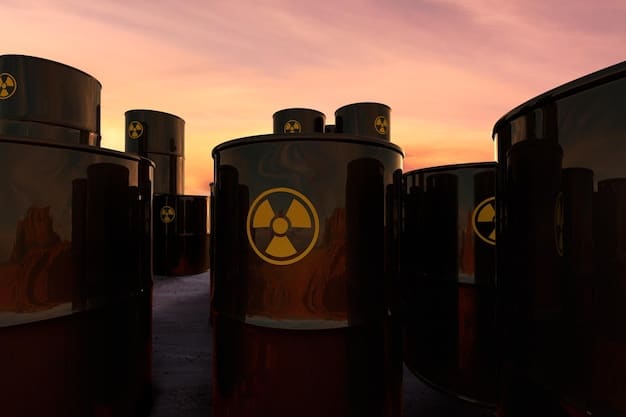 A detailed view of a nuclear material storage facility, focusing on the security measures and safeguards in place, emphasizing the importance of preventing nuclear material theft or diversion.