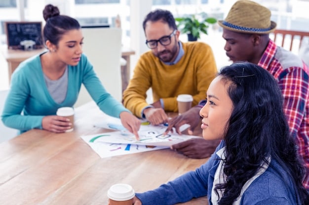 A diverse group of business professionals brainstorming and strategizing around a table, indicating proactive planning and adaptation to changing economic conditions.