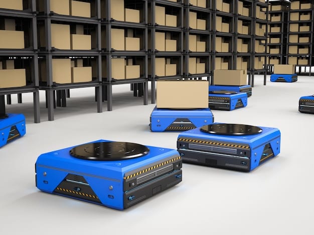 A futuristic factory scene with robots assembling products, showcasing automation and technological integration to boost efficiency and reduce operational costs.