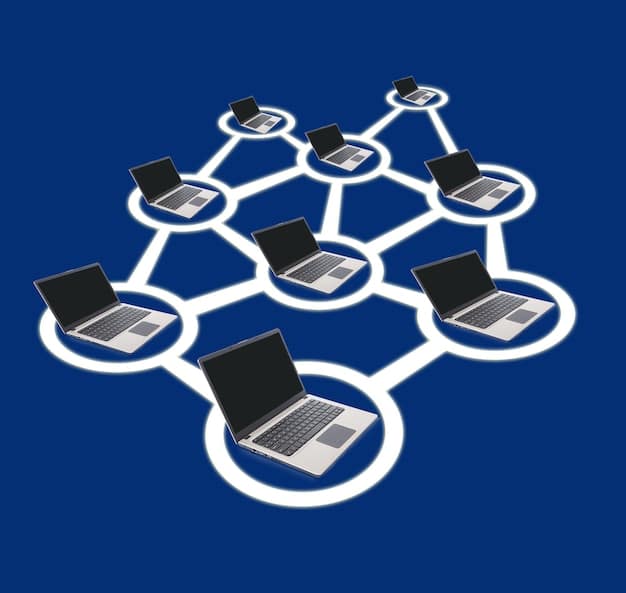A graphic depicting a network of interconnected devices with data flowing between them. Key elements include icons representing encryption, data anonymization, and security protocols, emphasizing the role of technology in data privacy.