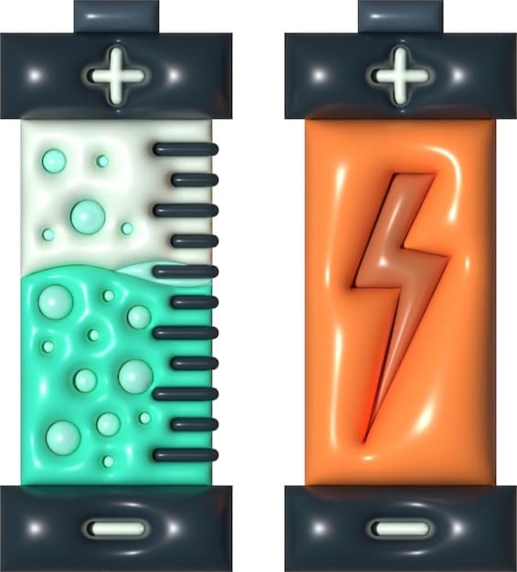 A close-up illustration showcasing the internal structure of a modern lithium-ion battery, highlighting the anode, cathode, electrolyte, and separator components. Arrows should indicate the flow of ions during charging and discharging.