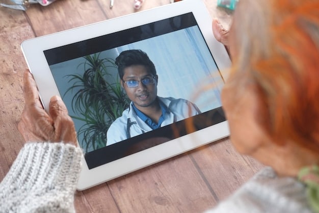 A healthcare provider monitoring a patient's data on a tablet during a virtual consultation, showcasing the integration of telemedicine and RPM for better patient management.