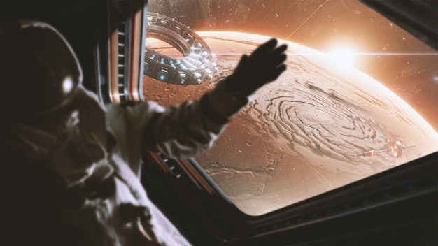 Astronauts extracting resources from the lunar surface, showcasing a futuristic lunar base with advanced technology.
