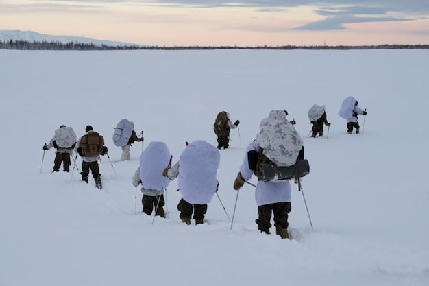 A photograph capturing a meeting of the Arctic Council, showcasing representatives from various Arctic nations engaged in discussions. The image illustrates the importance of international collaboration and diplomatic efforts in addressing Arctic issues.
