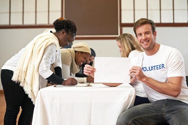 A group of diplomats and local community leaders engaged in a discussion within a humanitarian aid distribution center, with stacks of relief supplies in the background, signifying international humanitarian efforts.