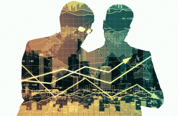 A visual representation of key economic indicators, including GDP growth, unemployment rates, and federal reserve policies, depicted as interconnected graphs.