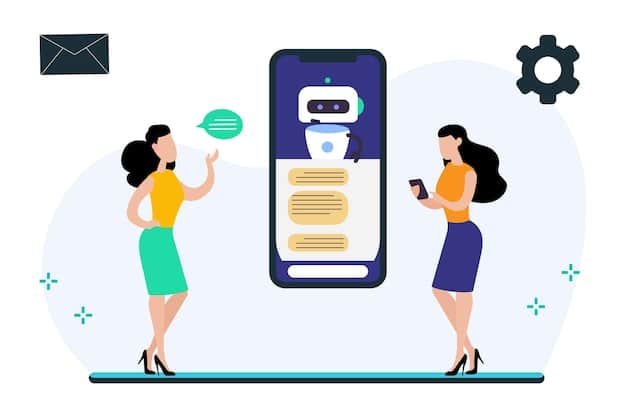 A customer interacting with an AI chatbot on an e-commerce website, receiving personalized product recommendations and instant customer support.