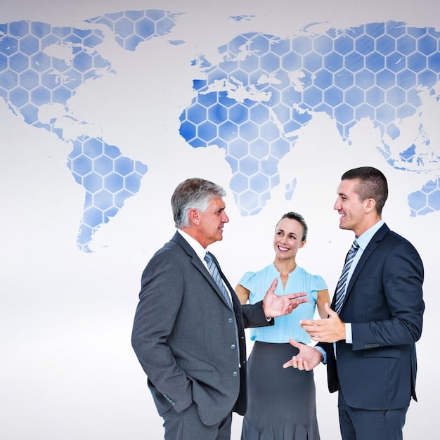 Representatives from different countries shaking hands over a trade agreement document, symbolizing international cooperation and bilateral deals.