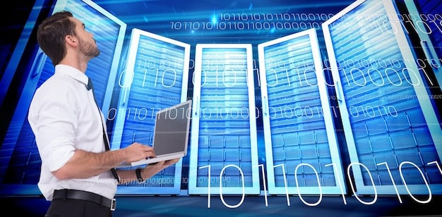 A cybersecurity professional monitoring a complex network of data streams on multiple screens, with lock icons and digital shields superimposed, reflecting the need for robust data protection in a remote work environment.