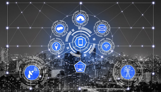A detailed diagram showing data flow within a secure digital environment, with various icons representing privacy safeguards like encryption, firewalls, and compliance dashboards. The visual is clean and technical, emphasizing system integration.