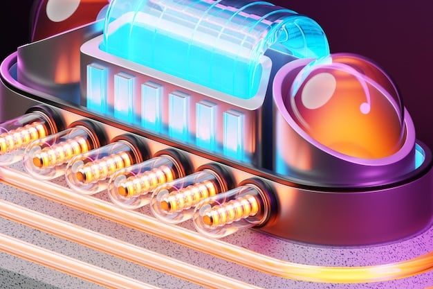 A close-up, futuristic visualization of a solid-state battery, showcasing its multi-layered structure and energy pathways. The image emphasizes its compactness, durability, and high energy density with glowing, interconnected nodes.