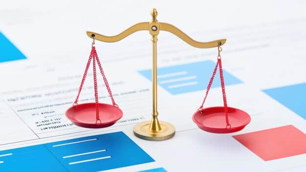 A legal scale perfectly balanced with 