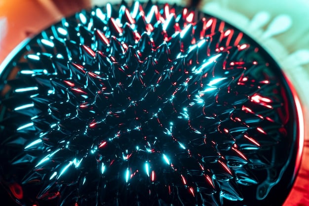 A detailed, close-up image of a silicon nanoparticle structure, illustrating its potential for high energy density in next-generation battery anodes, with a blurred background of a laboratory.