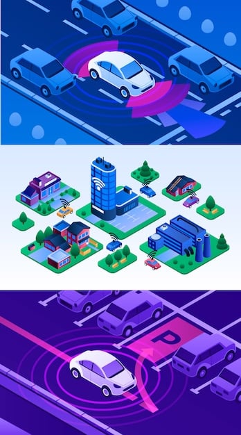 A detailed schematic illustrating how smart city sensors collect data at the edge, which is then processed locally to manage traffic flow, public safety, and energy consumption. Focus on data processing at the street level.