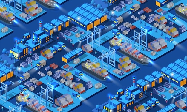 A detailed visual representation of a smart factory floor, highlighting various IoT sensors on machinery, robots with integrated edge processing, and data flow to local edge servers for real-time analysis, improving efficiency and predictive maintenance.