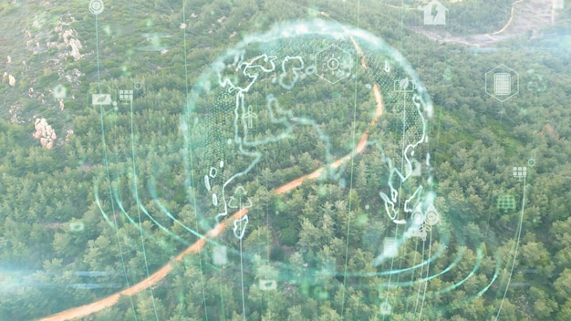 A world map highlighting potential regional impacts of geoengineering technologies, with different areas marked to indicate increased drought risk, altered precipitation patterns, and ecological stress.