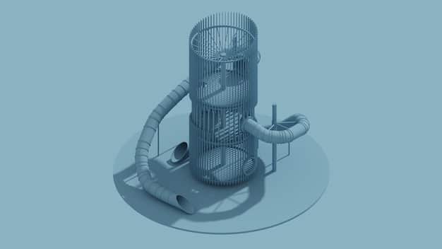 A schematic diagram illustrating air pollution control technologies like scrubbers and electrostatic precipitators within an industrial plant.