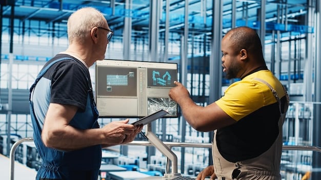 Industrial workers reviewing complex machinery and digital readouts in a modern control room, symbolizing the technical demands of new regulations.