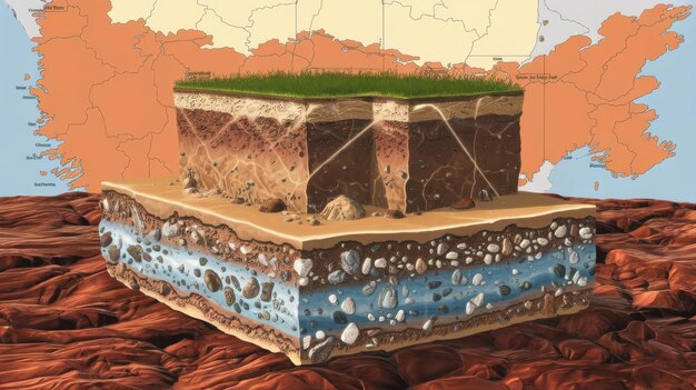 A detailed schematic or conceptual drawing depicting underground CO2 storage, showing geological layers and the injection well, ensuring safe and permanent sequestration.