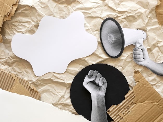 A detailed and abstract image showing a hand holding a megaphone speaking to a diverse crowd of people from different nations, symbolizing international advocacy for human rights. Colors should be vibrant and convey urgency.